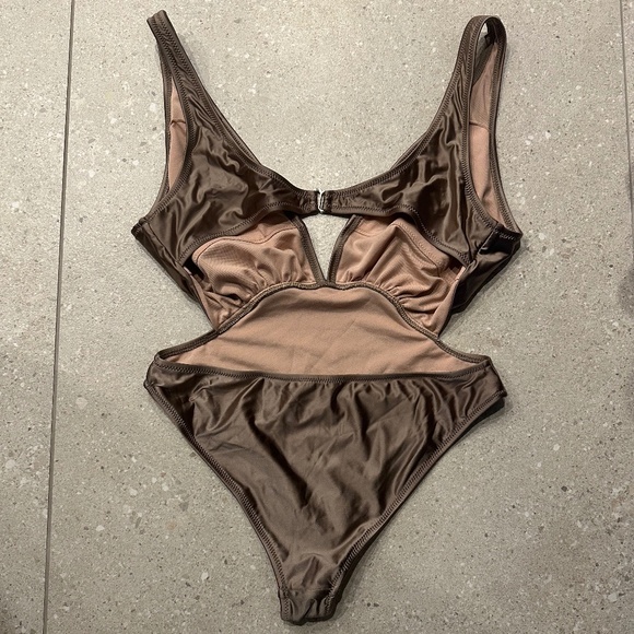 LADIES MONOKINI SWIMSUIT BRONZE LARGE - Picture 2 of 2